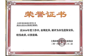 金山區“市先進(jìn)保安隊”榮譽(yù)證書(shū)